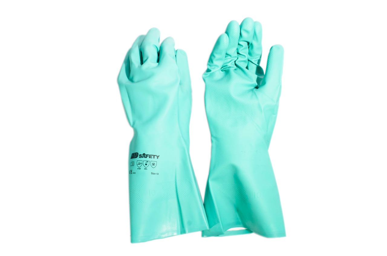 Guantes de Nitrilo Verde Flocado MD Safety 13" - Equipo de protección personal | Arfeseg