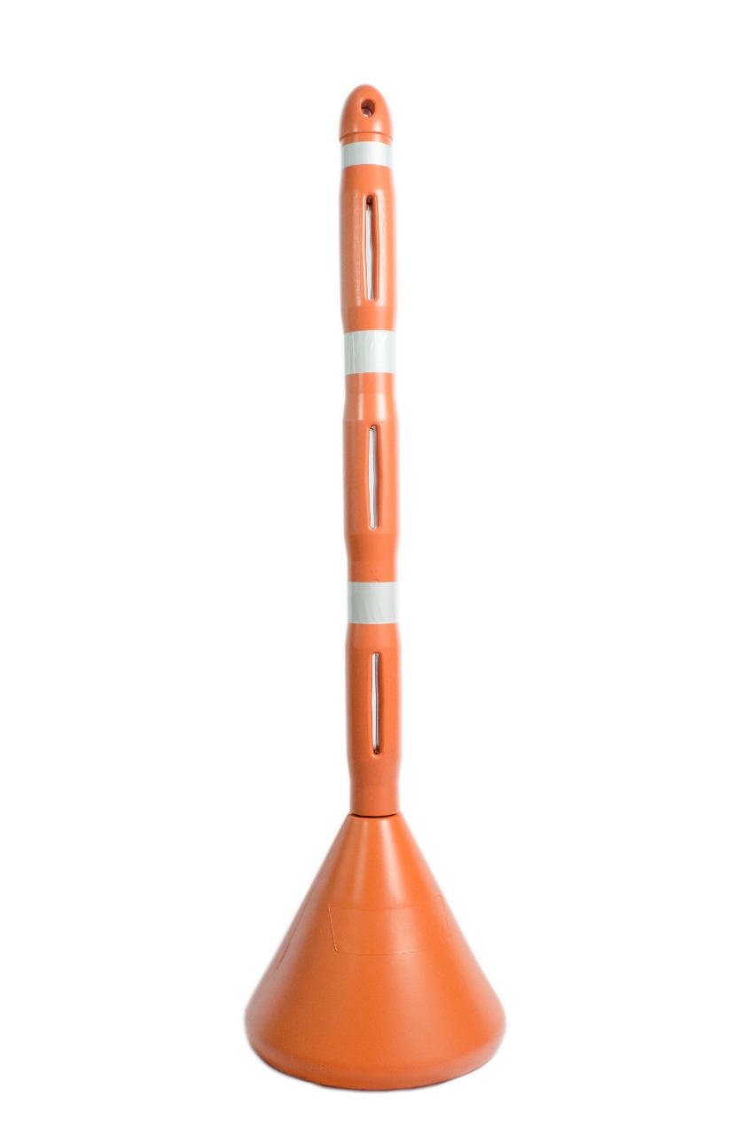 Poste Señalización Vial Tubular Naranja con Cinta - Equipo de protección personal | Arfeseg