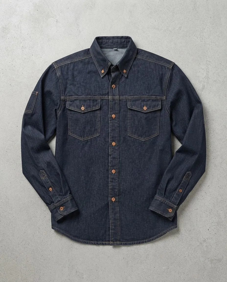 Camisa De Jean Para Hombre Manga Larga