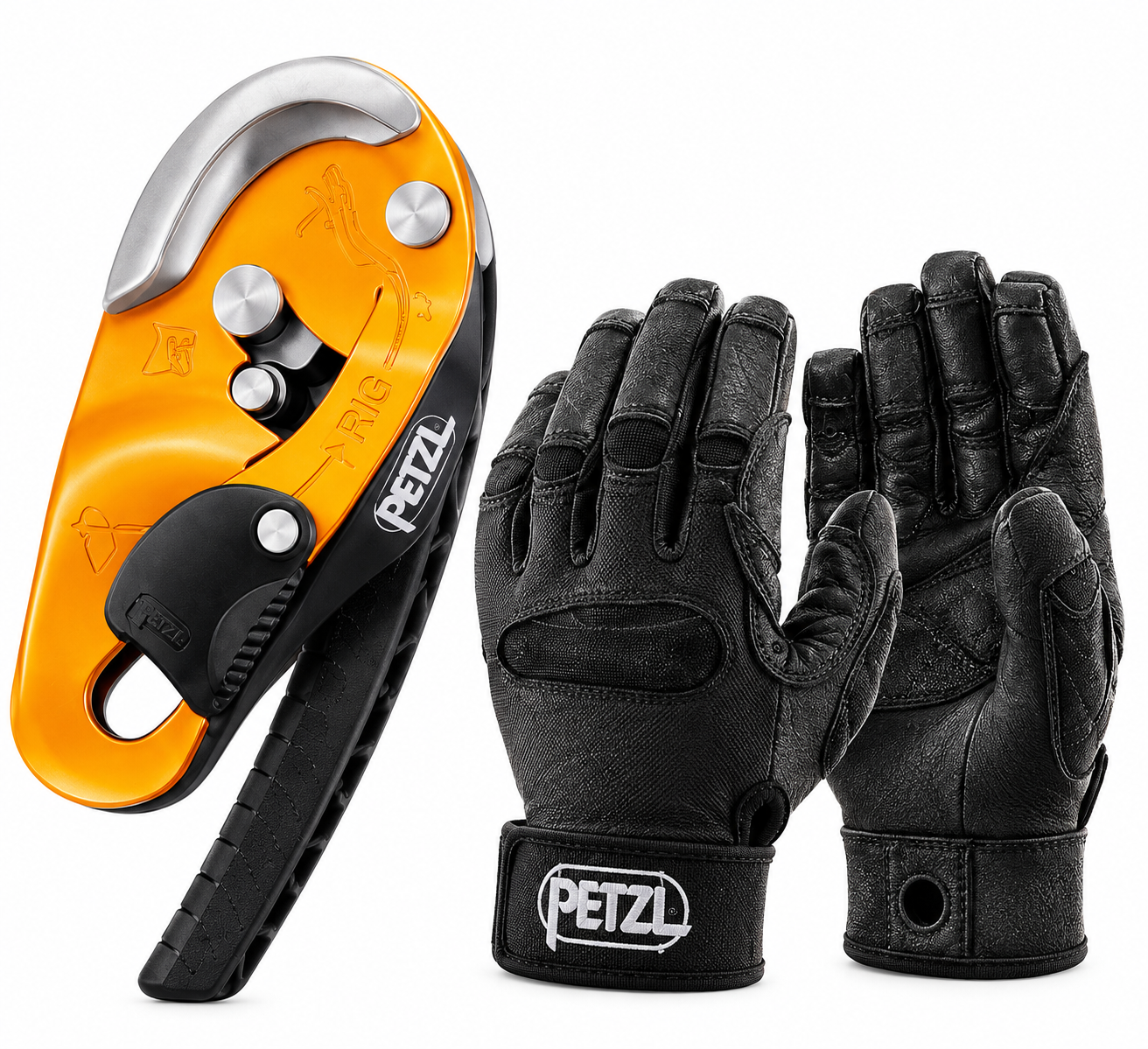 Descensor De Escalada Petzl Rig + Guantes Kordex Plus - Equipo de protección personal | Arfeseg